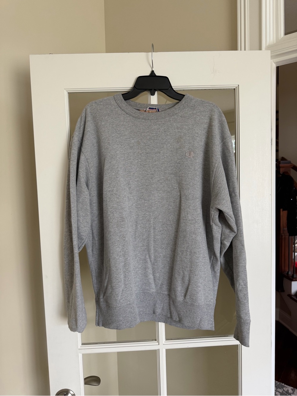 Champion Gray Crewneck Sweatshirt with Subtle Logo